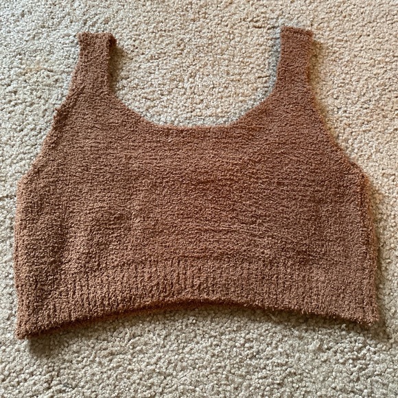 size small fuzzy brown cardigan/crop top - Picture 4 of 4